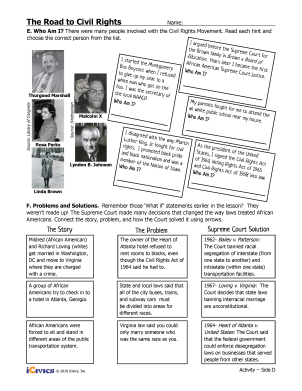 Road to Civil Rights - What was the Civil Rights Movement? - Lesson Plan Activities