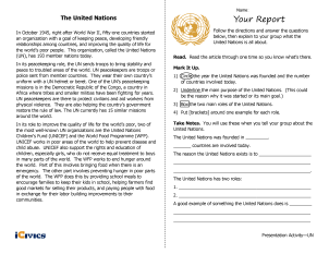 International Organizations Lesson Plan - What is the United Nations (UN)?