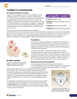 Changing the Constitution Lesson Plan (HS) 03 - Reading - Spanish