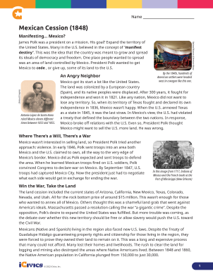 Mexican Cession - Mexican-American War Lesson Plan 01 - Reading James Polk expansion of the U.S.