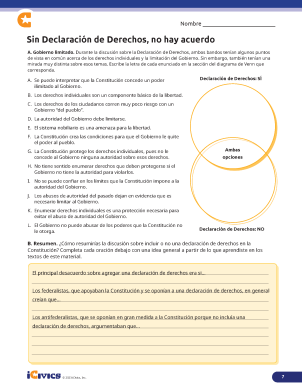 No Bill of Rights, No Deal Bill of Rights Lesson Plan Spanish 07 - Venn Diagram Activity