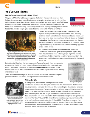 You’ve Got Rights Lesson Plan - Constitutional Bill of Rights 02 - Reading