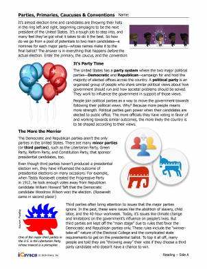 Primaries, Parties, Caucuses & Conventions - Primaries and Caucuses Lesson Plan - 1